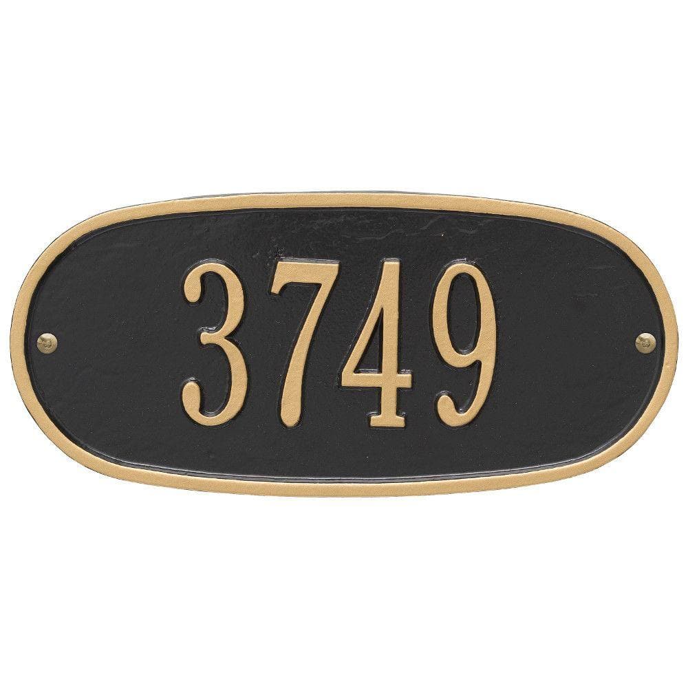 Standard Oval Black/Gold Wall 1-Line Address Plaque - Hercitys
