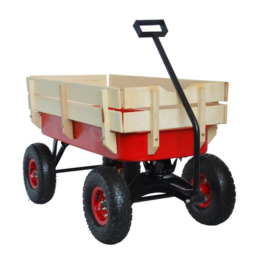 Arbor 3 cu. ft. Metal Garden Cart with Air Tires, Red Plus Natural - Hercitys