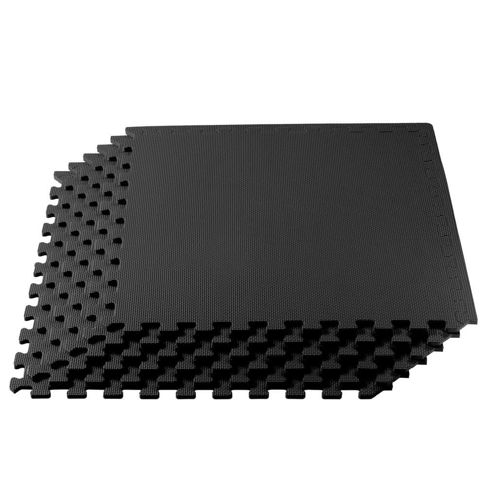 Black 24 in. W x 24 in. L x 3/8 in. Thick Multipurpose EVA Foam Exercise/Gym Tiles 25 Tiles/Pack 100 sq. ft. - Hercitys