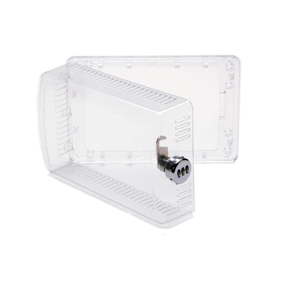 9-1/4 in. x 6 in. x 2-5/8 in. Keyless Combination Lock Thermostat Guard, Clear (3-Pack) - Hercitys