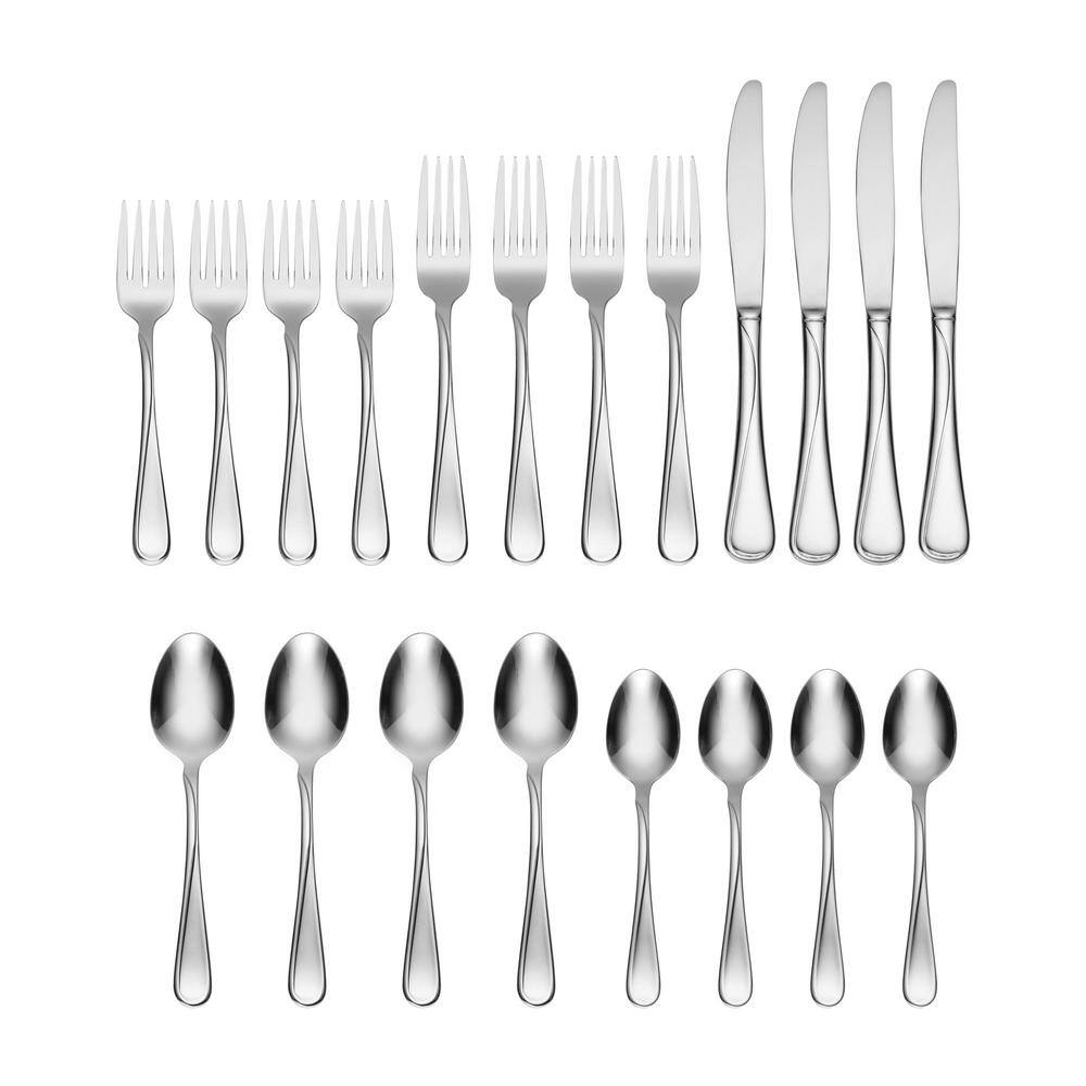 Flight 20-Piece Silver 18/0 Stainless Steel Flatware Set (Service for 4) - Hercitys