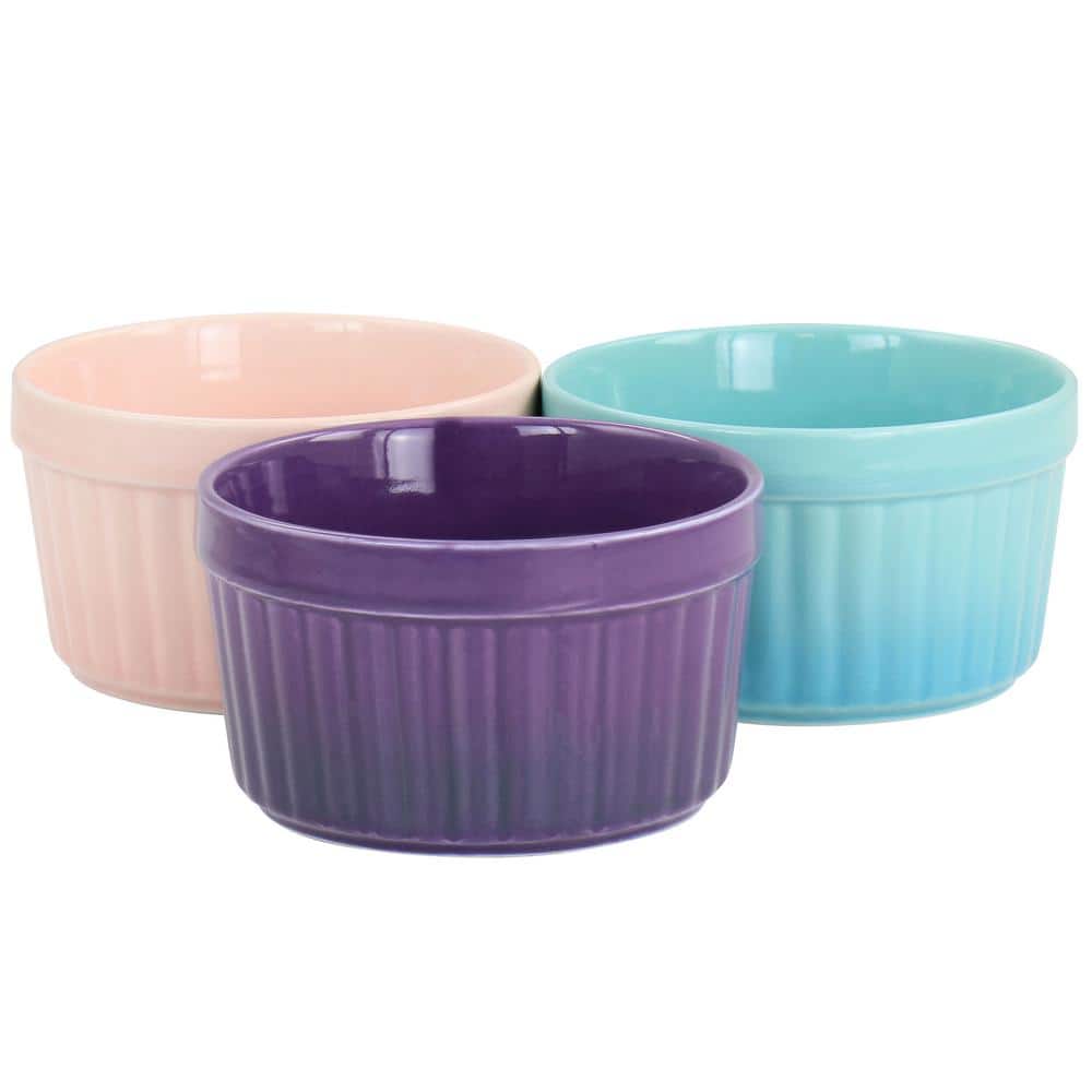 Thornburg 6-Piece 12 oz. Round Stoneware Ramekin Set in Pastel Assorted Colors - Hercitys
