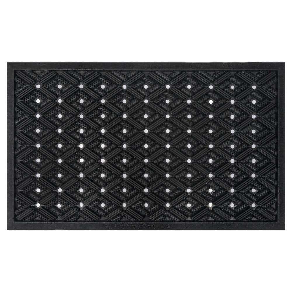 Diamond Rubber 18 in. x 30 in. Indoor/Outdoor Black Doormat - Hercitys