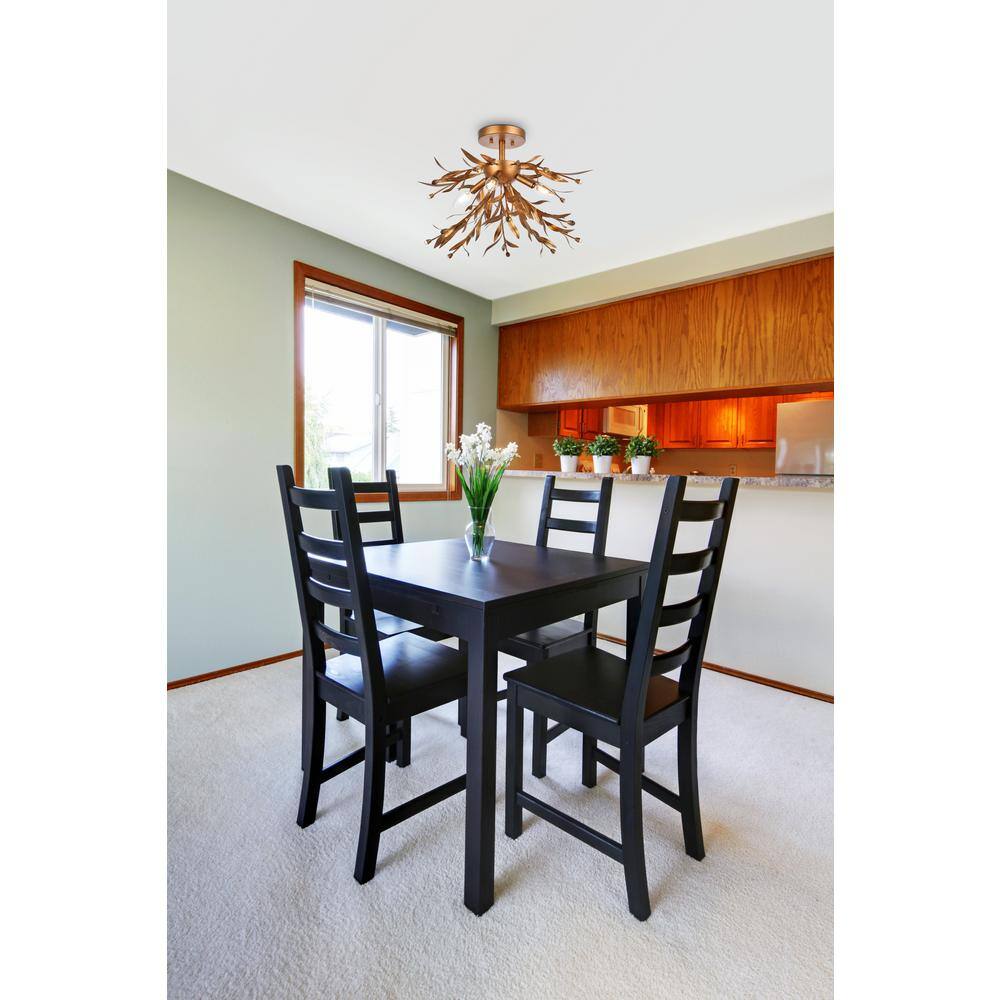 Timless Home 18.5 in. 4-Light Midcentury Modern Gold Leaf Flush Mount with No Bulbs Included - Hercitys