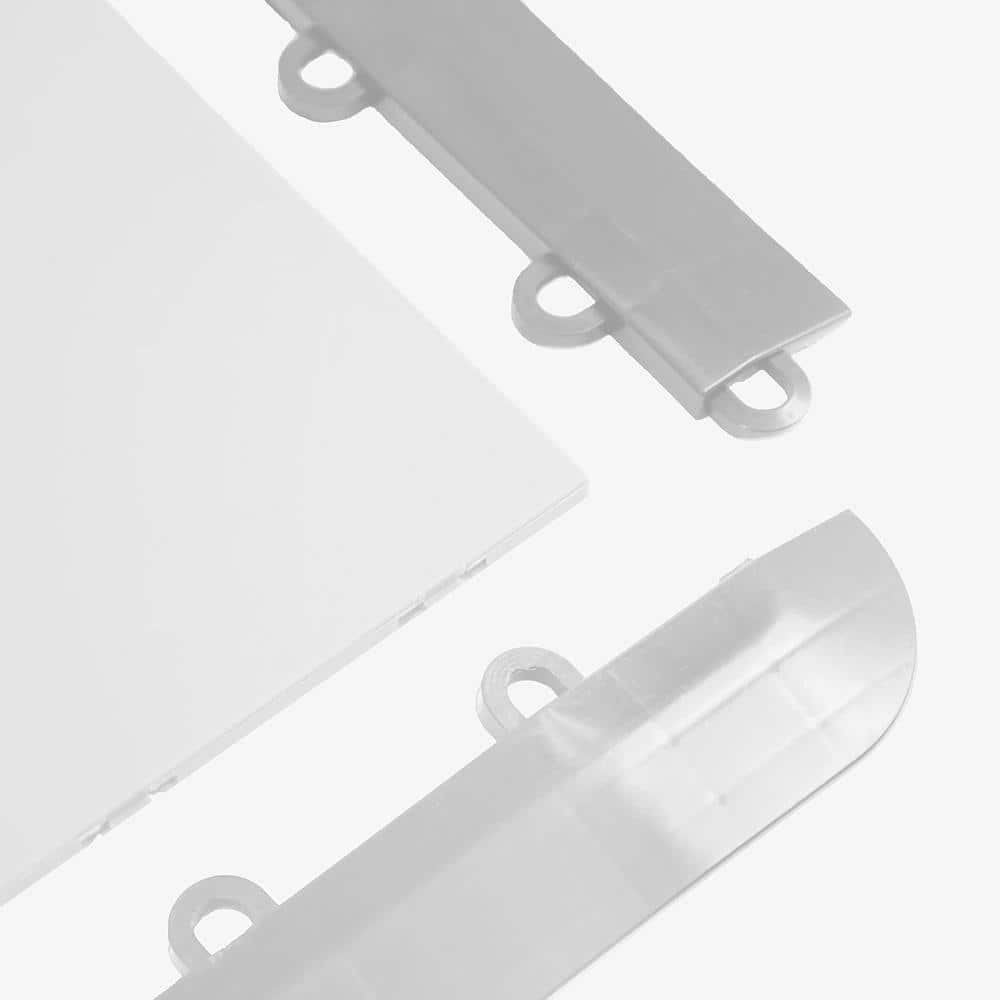 Nitro Tiles Edging, Silver 1 in. W x 12 in. L x 3/8 in. T Female Edges for Nitro Garage Tiles, 4 Pack, 2.33 sq.ft - Hercitys