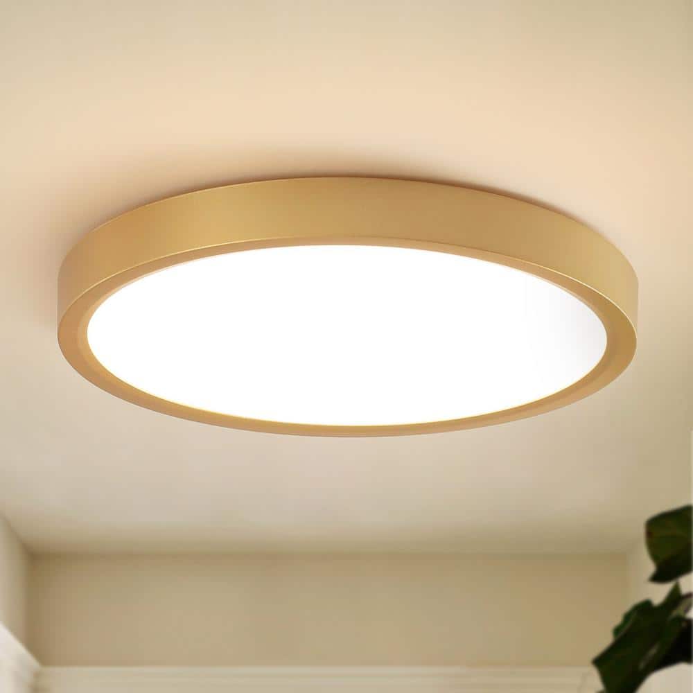 9.06 in. 1-Light Round Gold Dimmable LED Flush Mount Ceiling Lighting for Dining Room - Hercitys