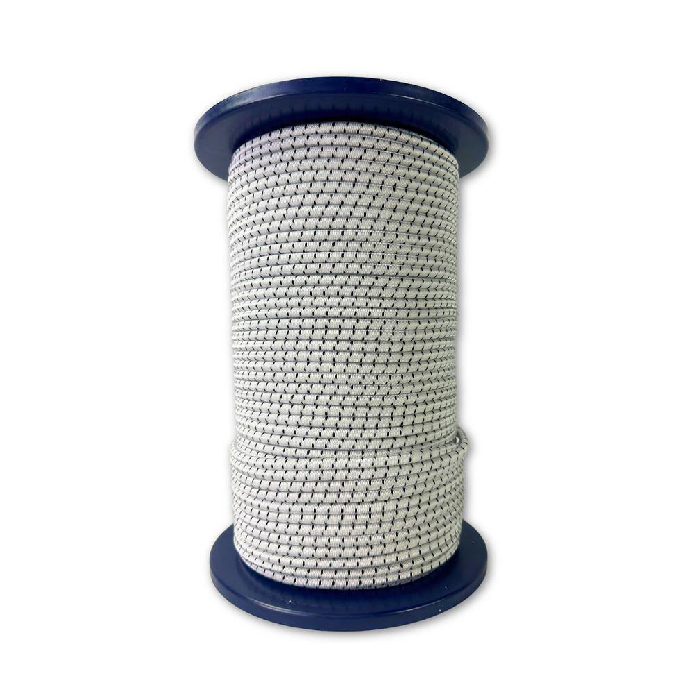 DuraStretch Shock 3/8 in. x 25 ft., White with Black Tracers Rubber Braided Cord - Hercitys