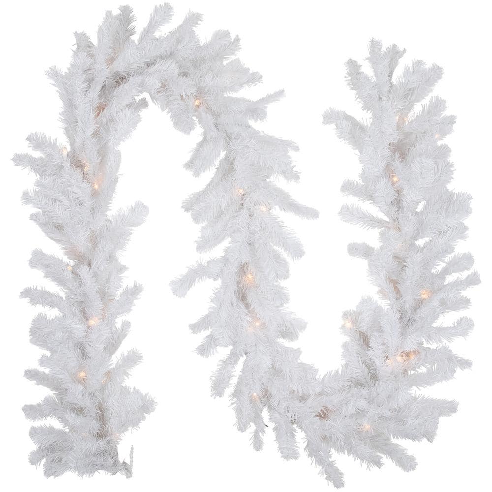 9 ft. x 12 in. Pre-Lit Snow White Artificial Christmas Garland with Clear Lights - Hercitys