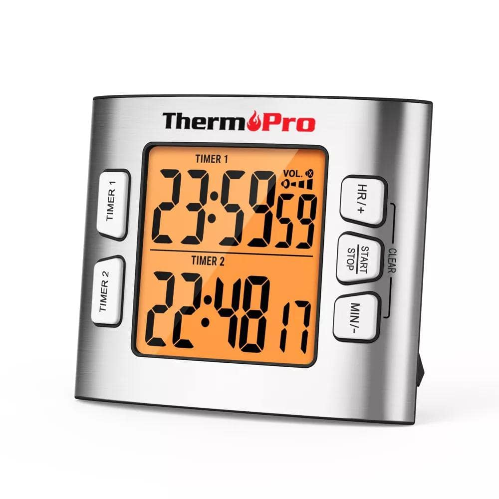 TM02W Digital Kitchen Timer with Adjustable Loud Alarm and Backlight LCD Big Digits - Hercitys