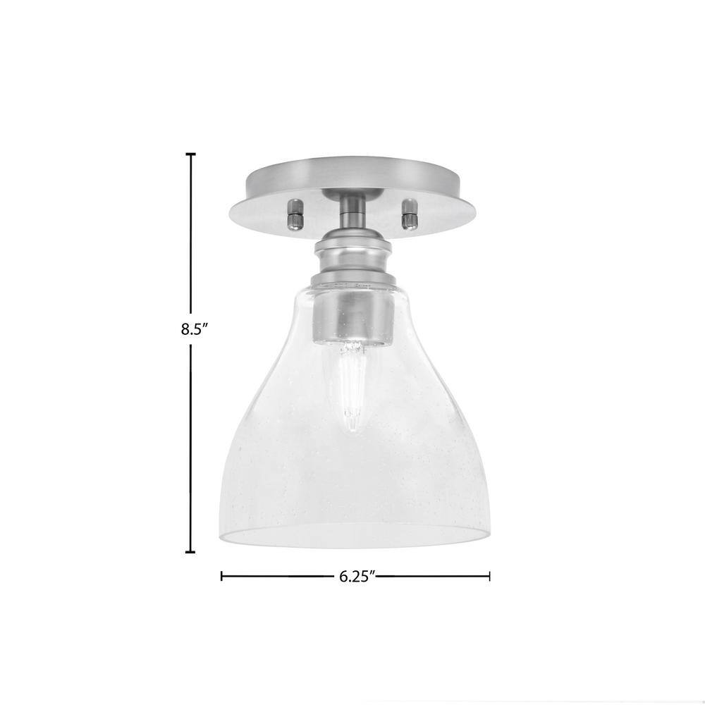 Albany 1-Light 6.25 in. Brushed Nickel Semi-Flush with Clear Bubble Glass Shade - Hercitys
