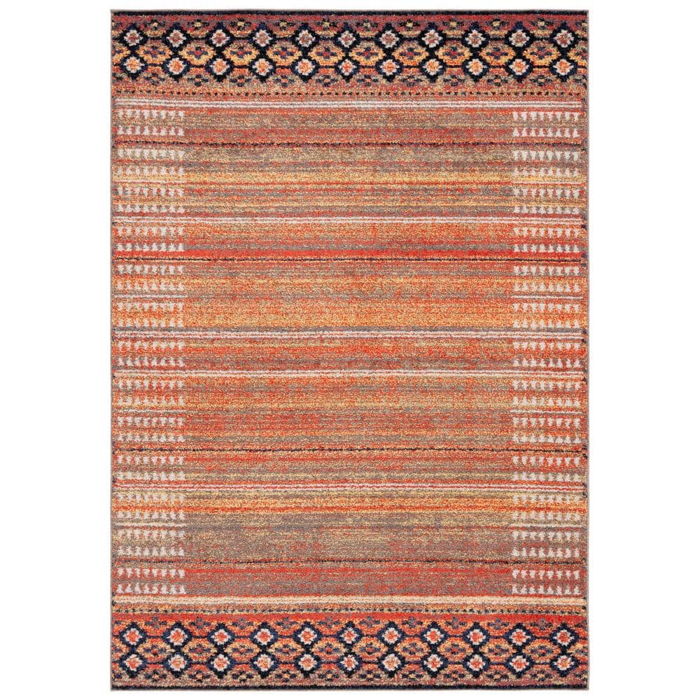 Adirondack Rust/Ivory Navy 9 ft. x 12 ft. Diamond Border Area Rug - Hercitys