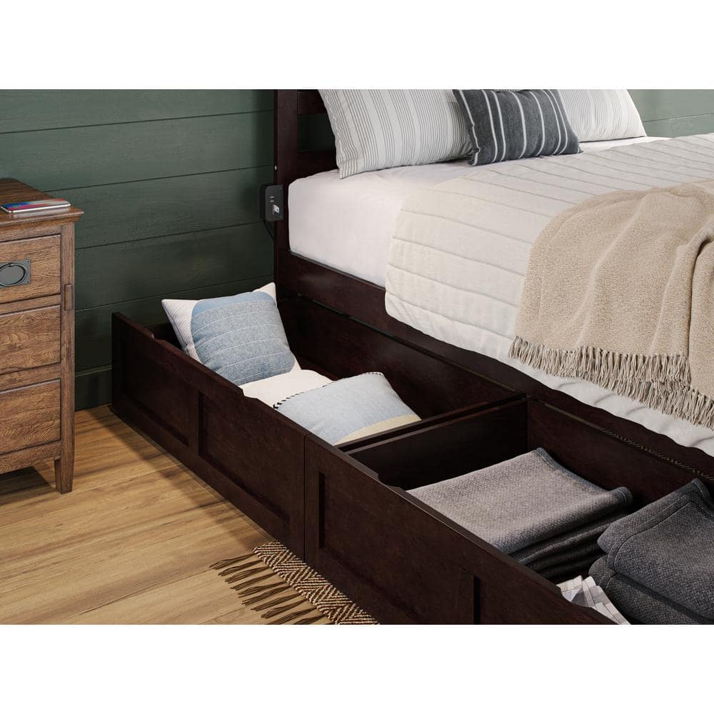 Espresso Dark Brown Size (36 3/8 In. Wide, 23 3/8 in. Depth, 10 1/4 in. Height) Roller Bed Drawers (Set of 2) - Hercitys