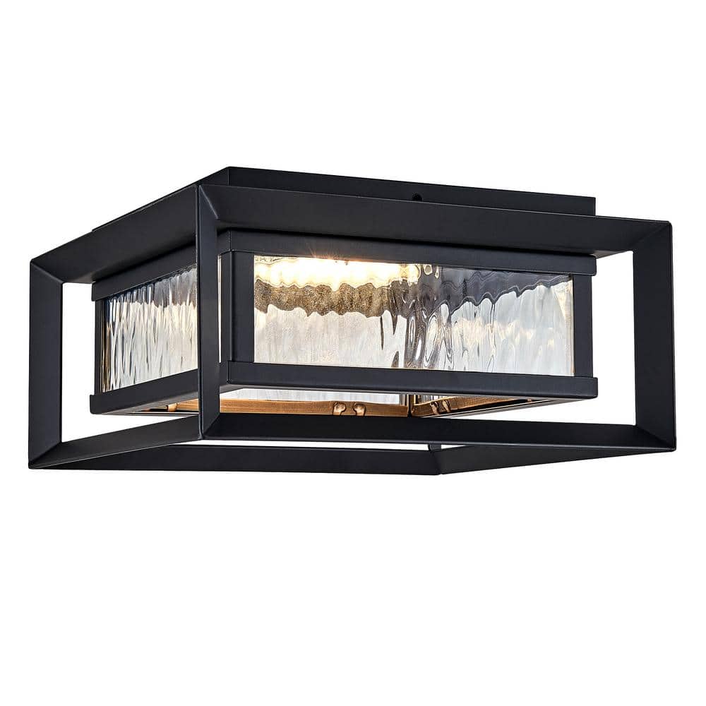 Hartbrook Matte Black with Clear Glass LED Outdoor Ceiling Light - Hercitys