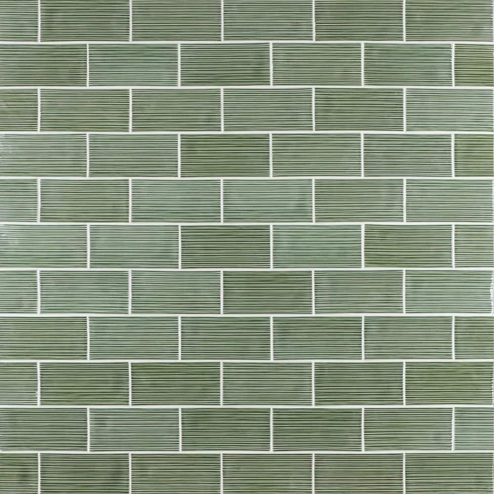 Delphi Capri Green 4.33 in. x 8.66 in. Polished Glass Fluted Subway Wall Tile (6.24 sq. ft. / Case) - Hercitys