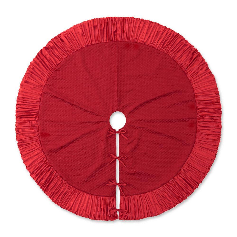 72 in. D Oversized Deluxe Red Velvet Ruffled Christmas Tree Skirt - Hercitys