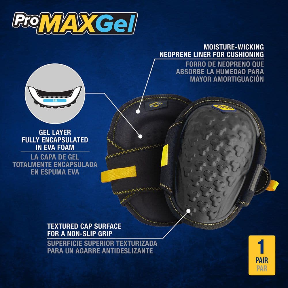 ProMax Gel Knee Pads with Lightweight EVA Foam Cushion and Pen Storage (1-Pair) - Hercitys