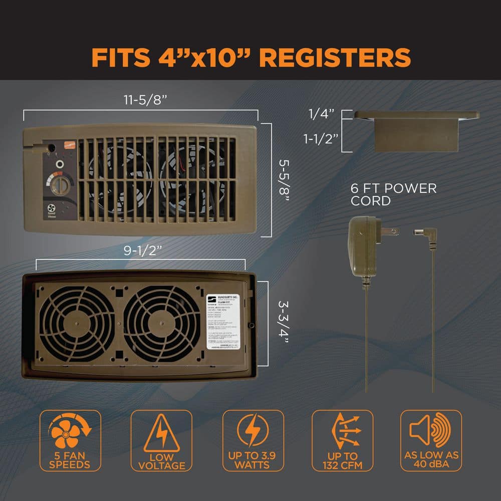 Flush Fit Smart Register Booster Fan – Brown - Hercitys