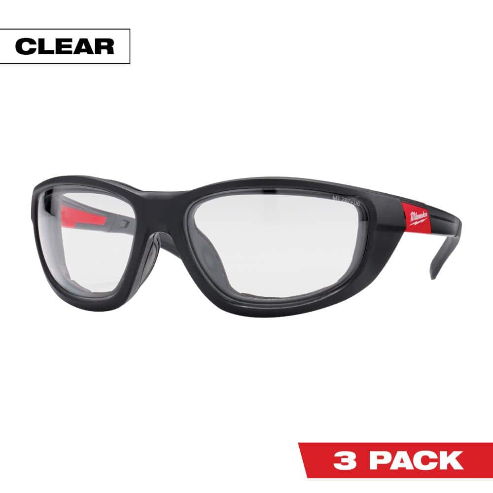 Performance Safety Glasses with Clear Fog-Free Lenses and Gasket (3-Pack) - Hercitys