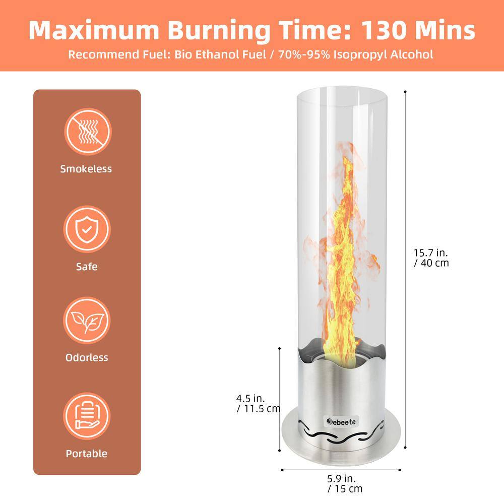 Portable Tabletop Fire Pit 15.7 in. X 5.9 in. Clean-Burning Bio Ethanol Ventless Fireplace for Indoor/Outdoor - Hercitys