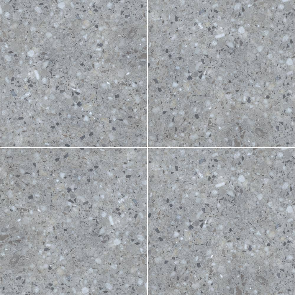 Terrazo Gris 2 cm. x 24 in. x 24 in. Matte Porcelain Paver Floor Tile (8 sq. ft./case) - Hercitys
