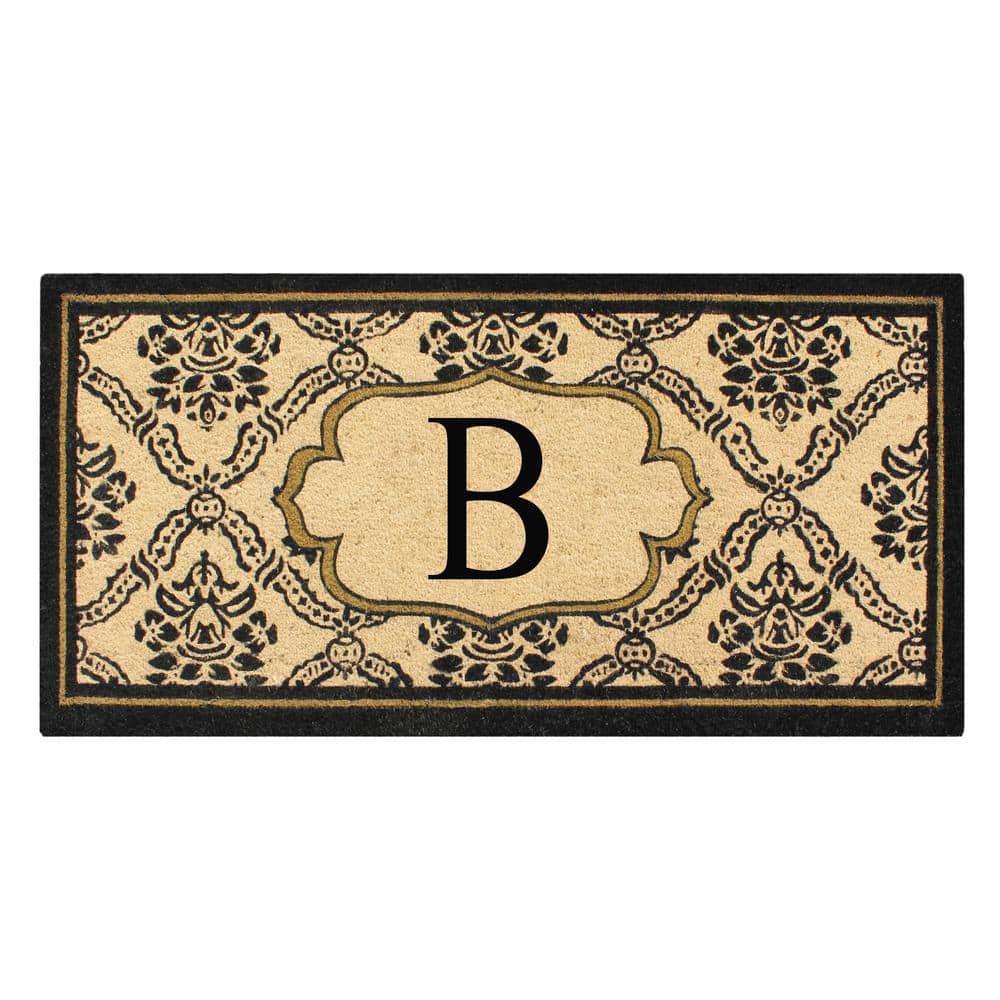 A1HC First Impression Uriel Treated 30 in. x 60 in. Coir Monogrammed B Non-Slip Outdoor Door Mat - Hercitys