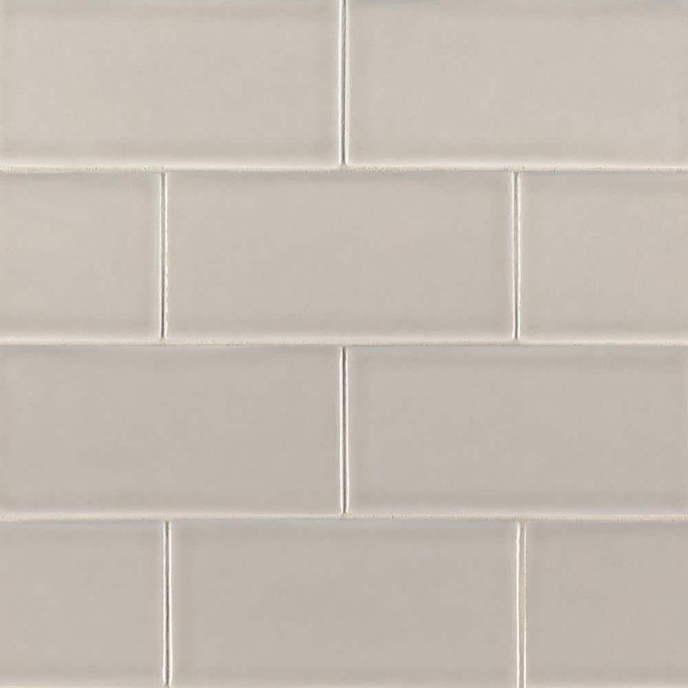 Portico Pearl 3 in. x 6 in. Handcrafted Glossy Ceramic Subway Wall Tile (1 sq. ft. / case) - Hercitys