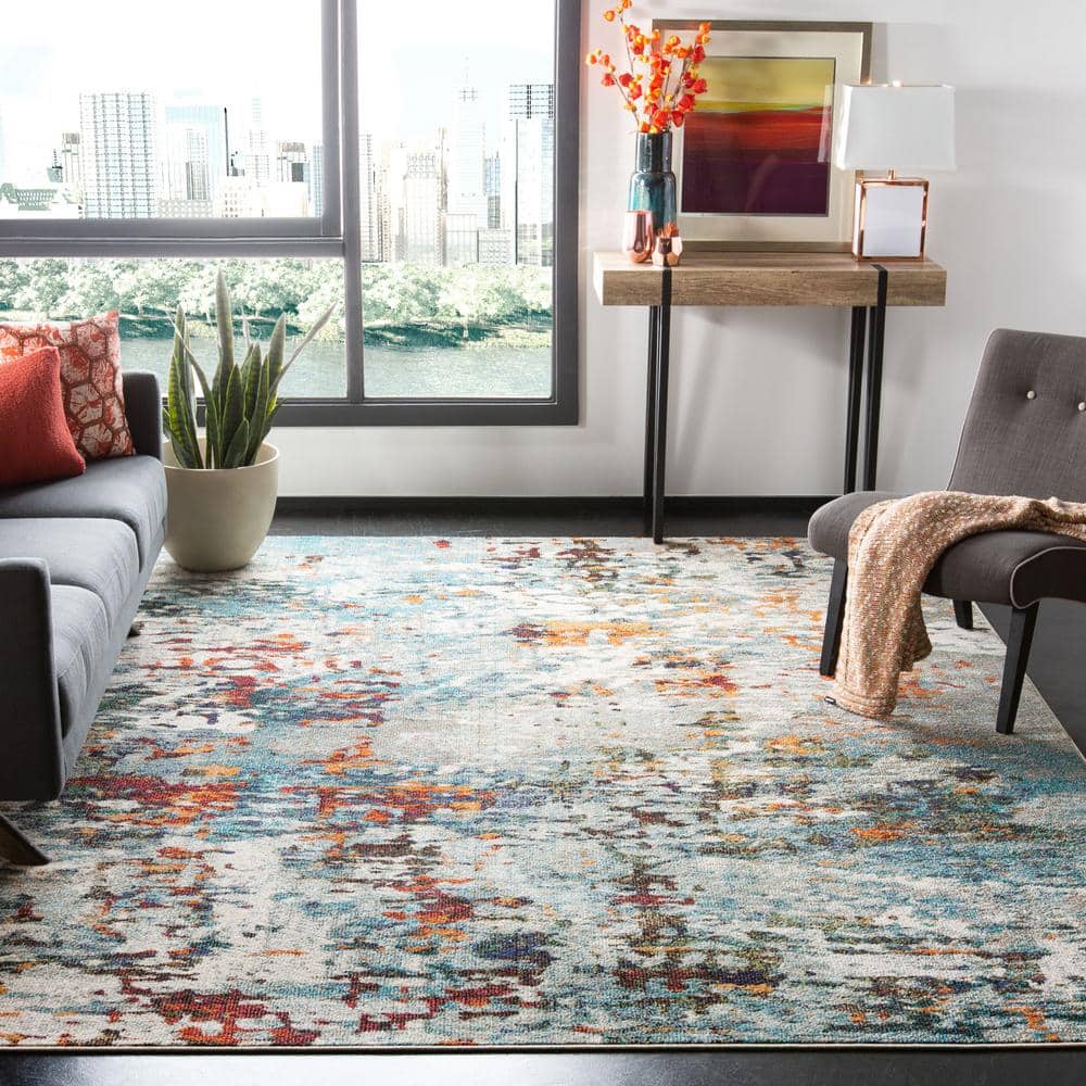 Madison Gray/Blue 9 ft. x 12 ft. Distressed Area Rug - Hercitys
