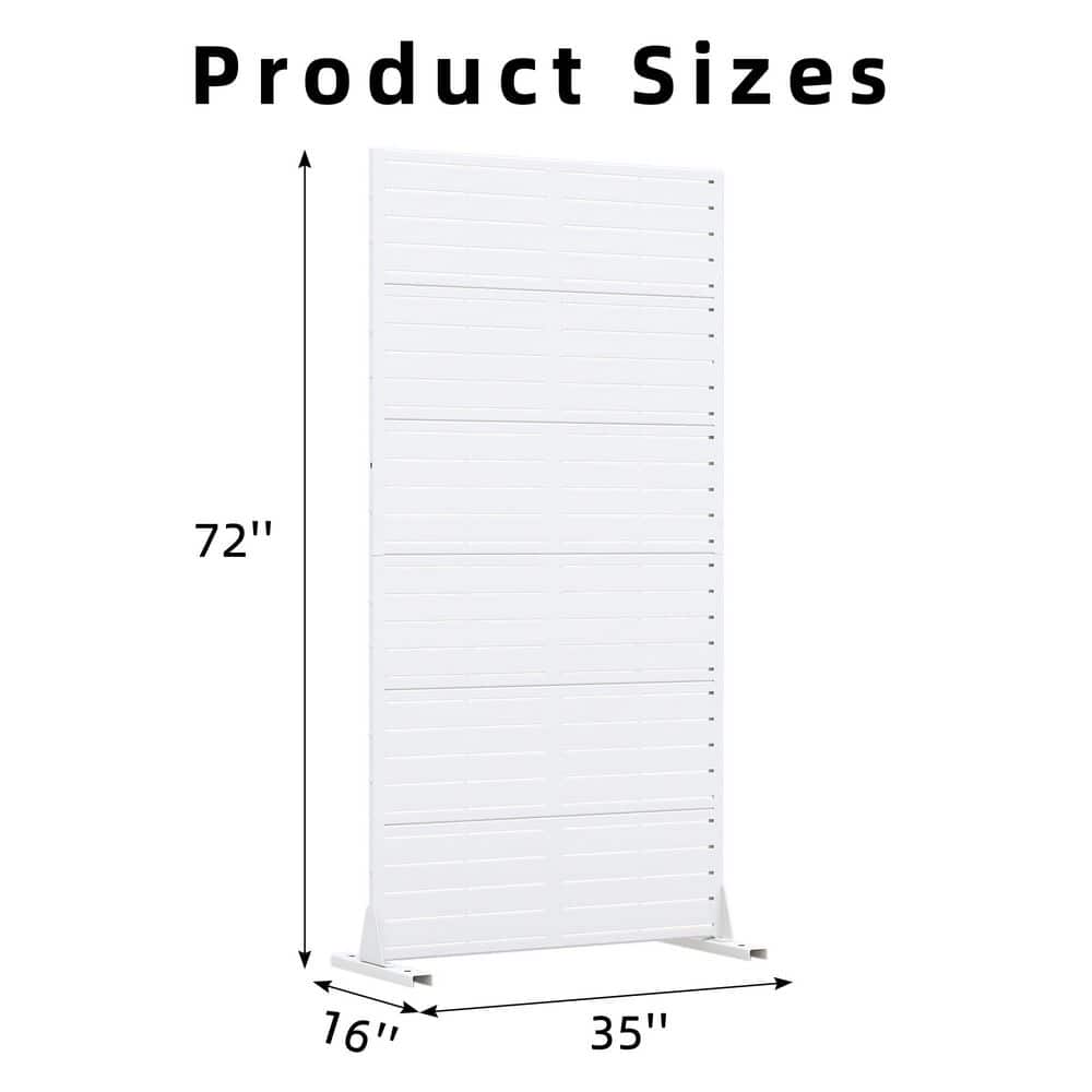 72 in. x 35 in. White Galvanized Steel Garden Fence - Hercitys