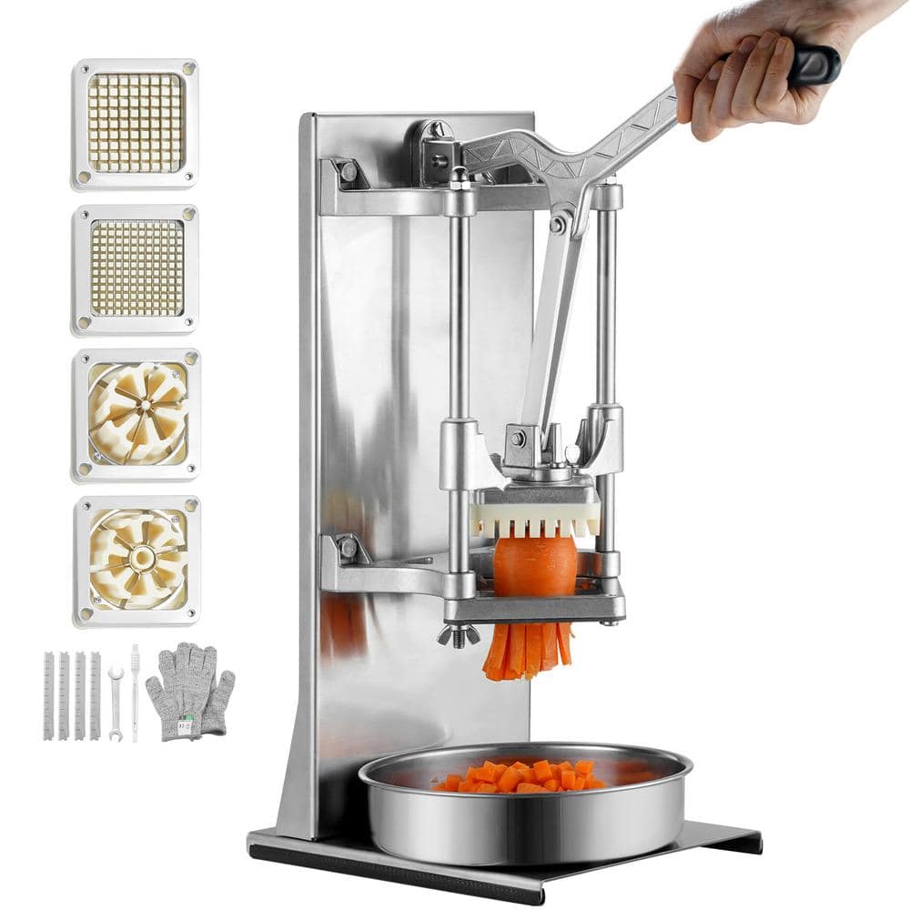 Commercial French Fry Cutter with 4 Replacement Blades, 1/4 in. & 3/8 in. Easy Dicer, 6-Wedge Slicer & Apple Corer - Hercitys