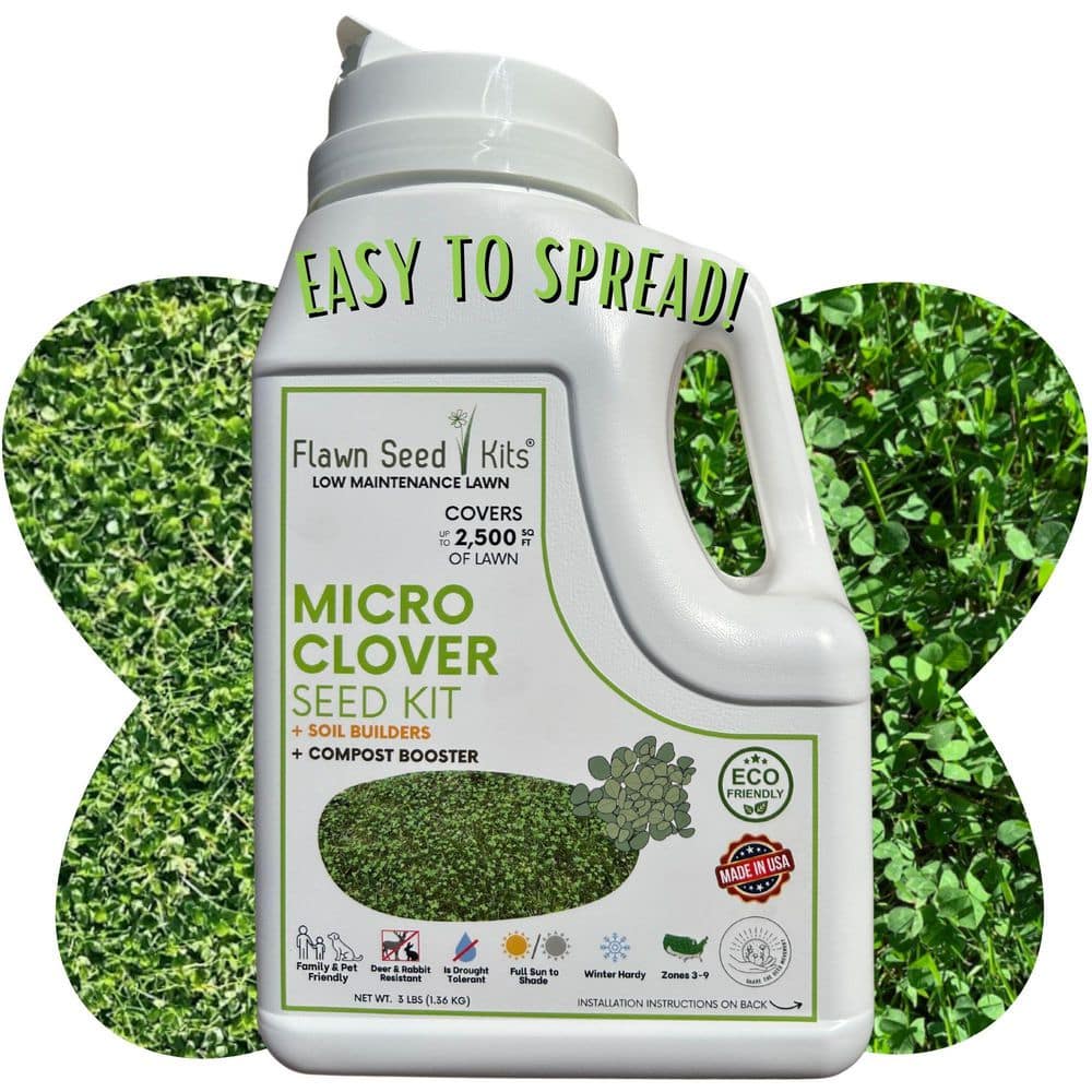 Micro Clover Alternative Grass Seed, Org Coated, Eco-Friendly, Low Growing, Low Mnt, Covers Up to 2,500 Sq. ft. - Hercitys