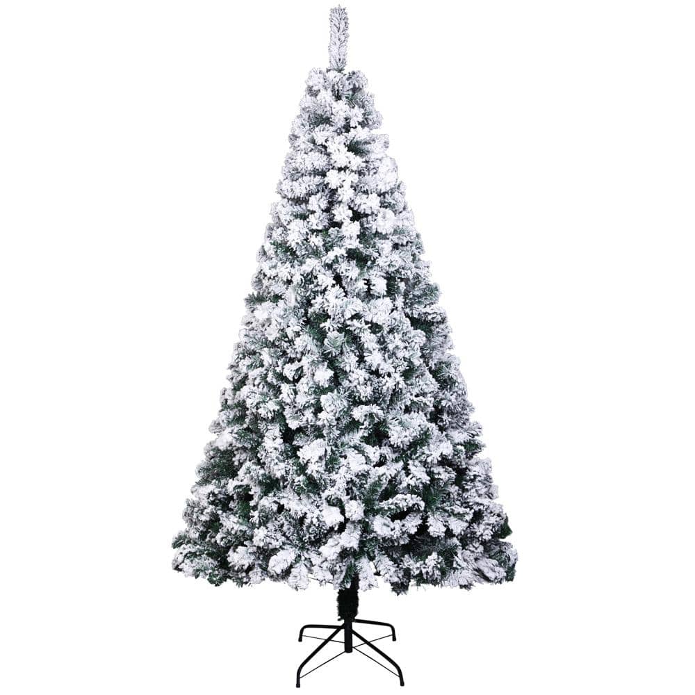 7 ft. Unlit Flocked Artificial Christmas Tree with 1300 Tips - Hercitys