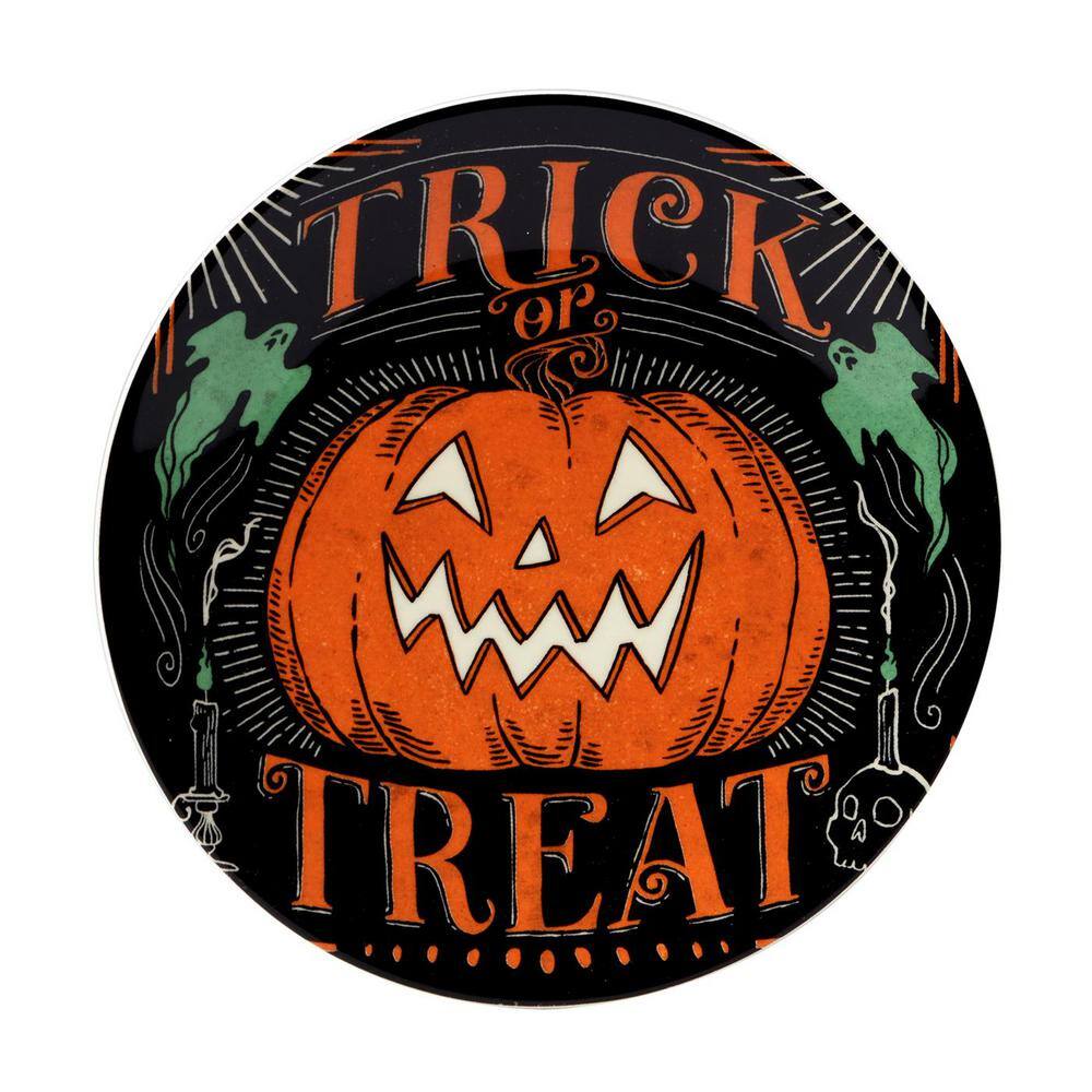 Scaredy Cat Multicolored Earthenware Canape Plate Round 6 in. Assorted (Set of 4) - Hercitys