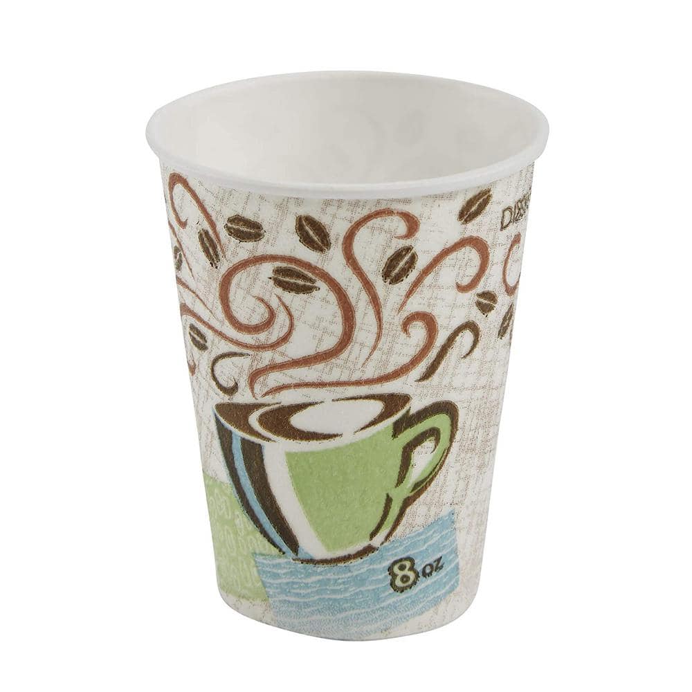 PerfecTouch 8 oz. Disposable Paper Cups, Hot Drinks, Coffee Haze Design, 50/Sleeve, 20 Sleeves/Carton - Hercitys