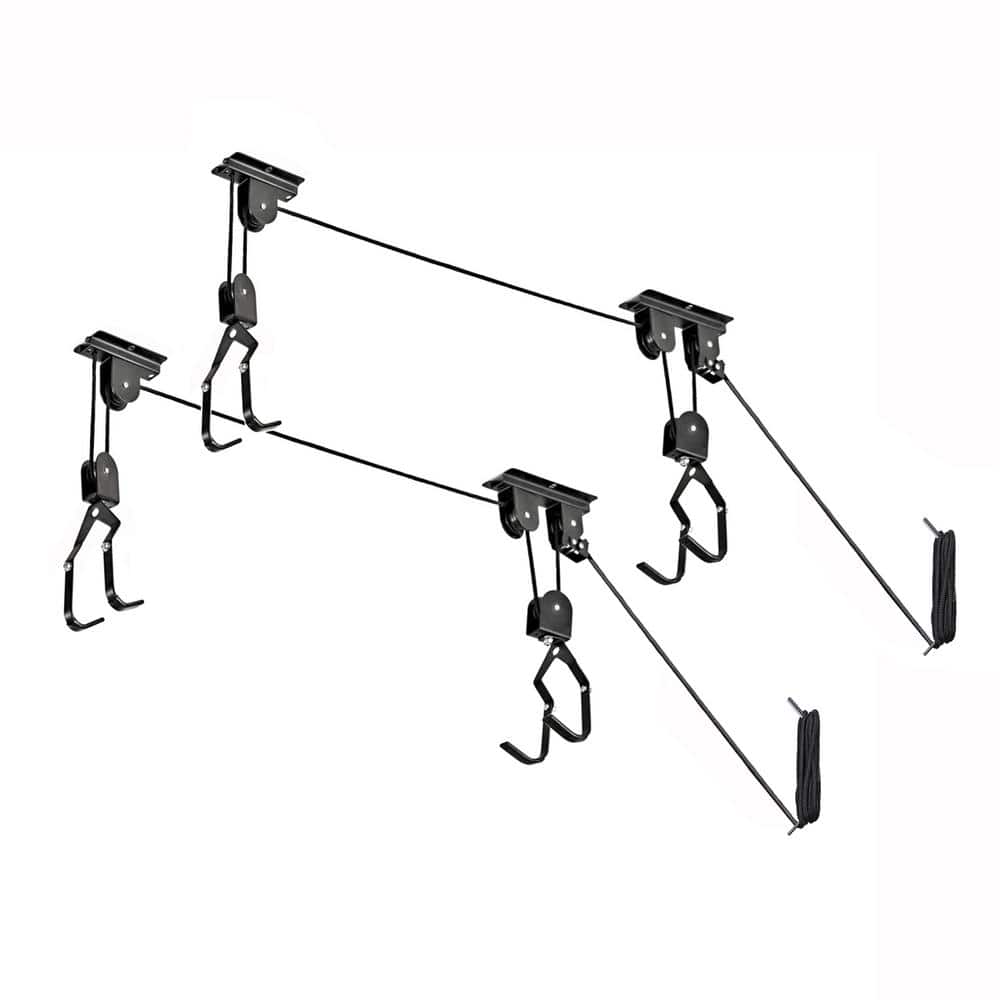 Black 2-Bike Ceiling Mount Garage Bike Rack - Hercitys