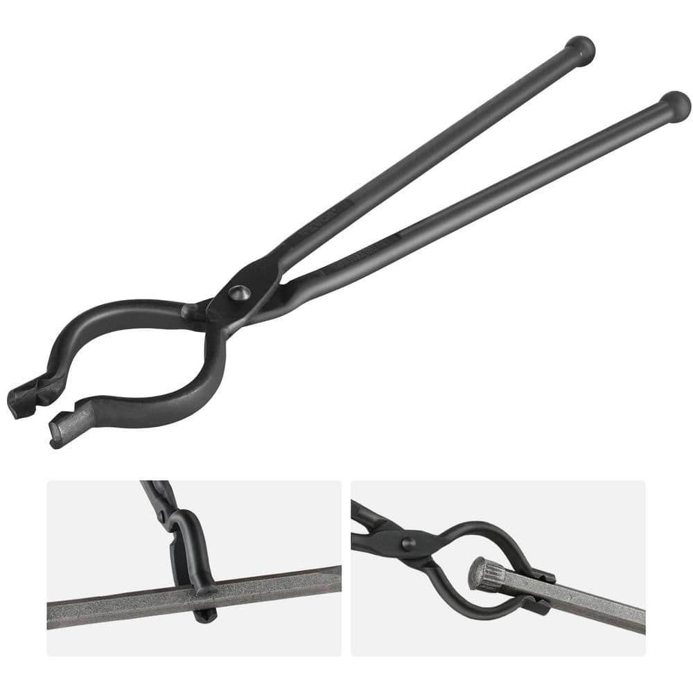 Blacksmith Tongs, 18 in. V-Bit Bolt Tongs, Carbon Steel Forge Tongs with A3 Steel Rivets - Hercitys