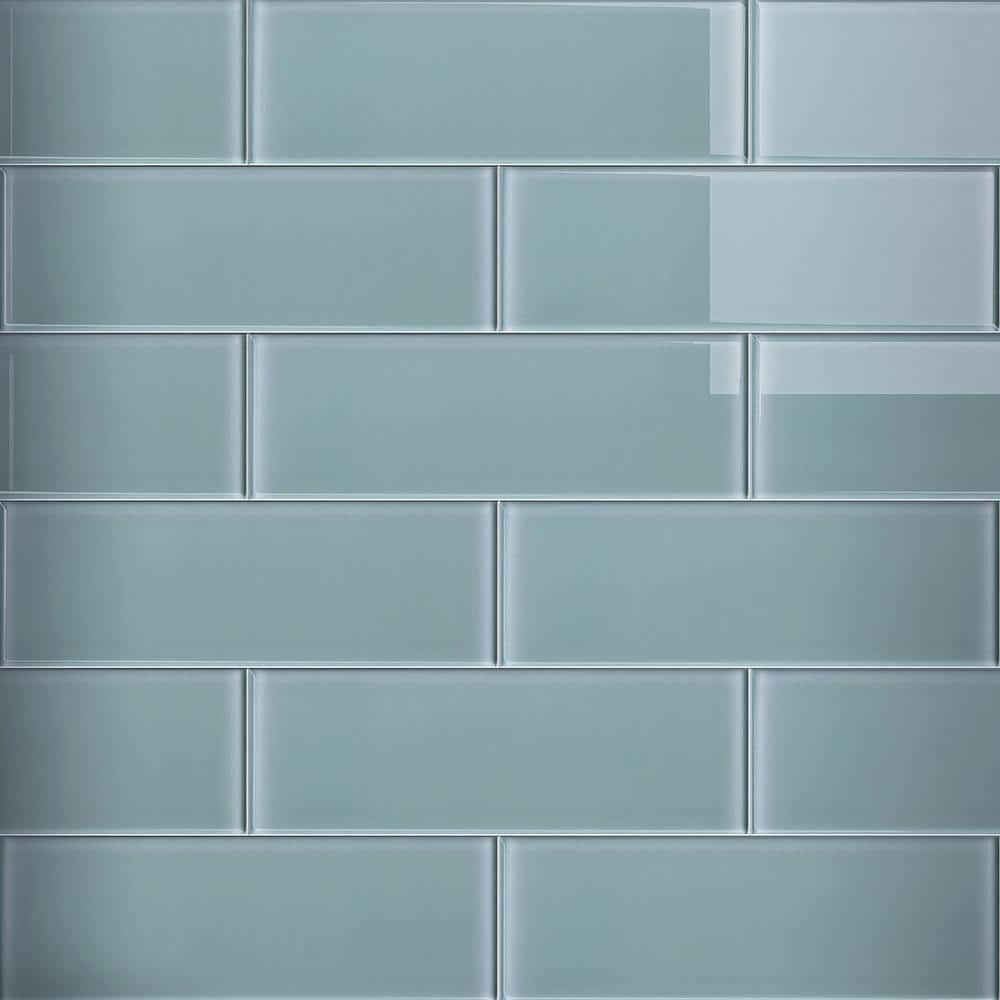 Crystile Light Gray 4 in. X 12 in. Glossy Glass Subway Tile (10 sq. ft./Case) - Hercitys