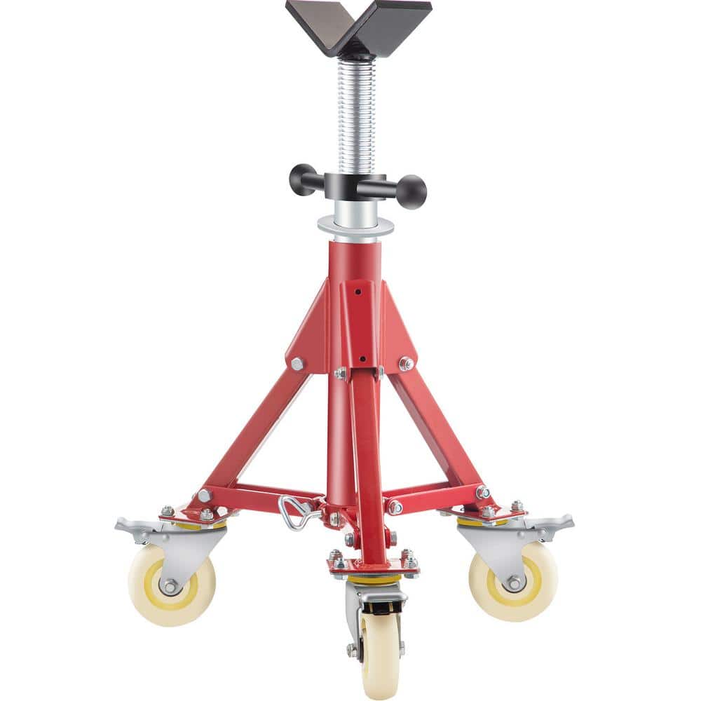Pipe Stand, Pipe Jack Stand, V Head Pipe Stand Adjustable Height 20-37 in. Pipe Jack Stands with Casters 882 lbs. - Hercitys