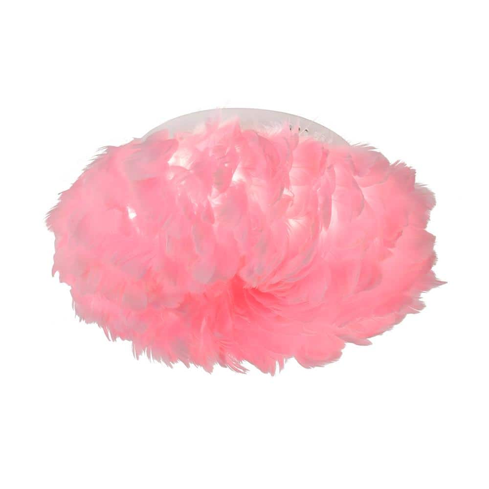 Selonnet 1-Light 15.7 in. LED Flush Mount with Pink Feather Shade - Hercitys