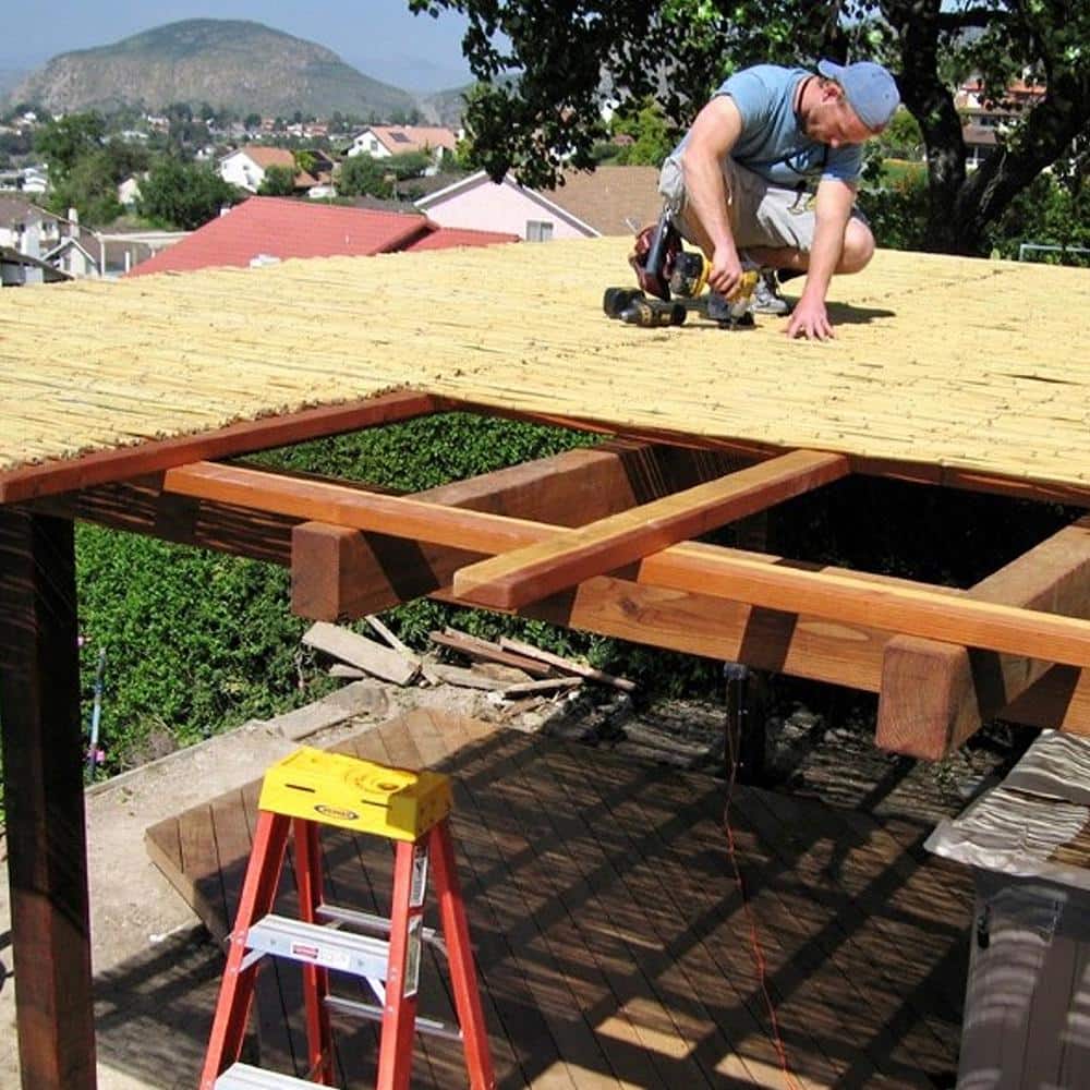 Natural Bamboo Fencing Decorative Rolled Fence Panel 90 in. H x 48 in. L x 1 in. D - Hercitys