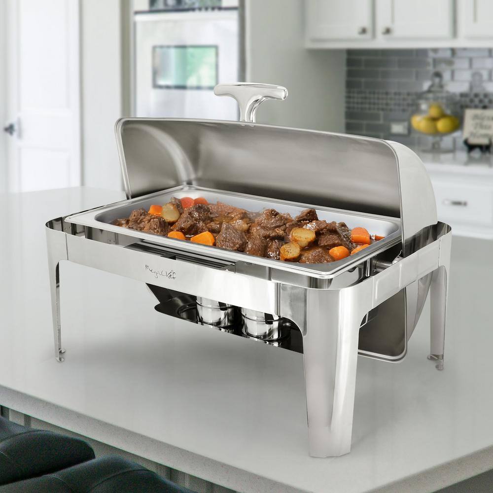 9.5 qt. Oblong Roll Top Stainless Steel Professional Chafing Dish/Food Warmer/Buffet Server Serving Trays - Hercitys