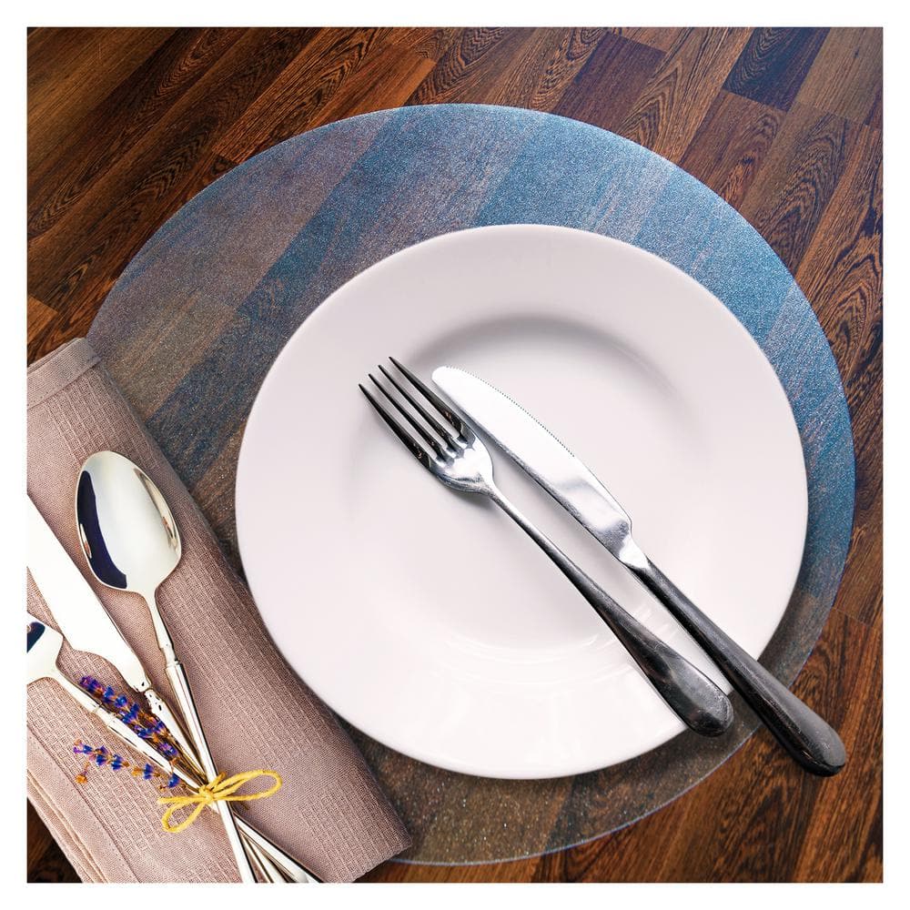 Hometex 12 in. x 12 in. Clear Vinyl Anti-Microbial Circular Table Mats (Pack of 2) - Hercitys