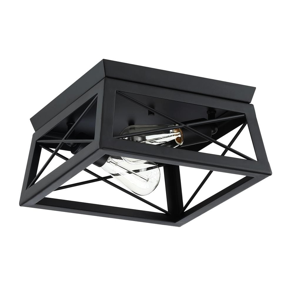 Mousse 12 in. W. 2-Light Flush Mount with Matte Black finish - Hercitys