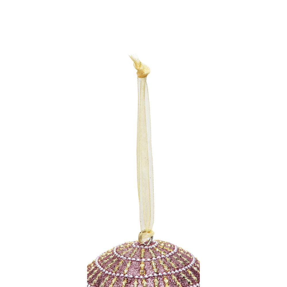 Glistening Candy Pink Stripe Handcrafted Globe Christmas Ornament (4-Pack) - Hercitys