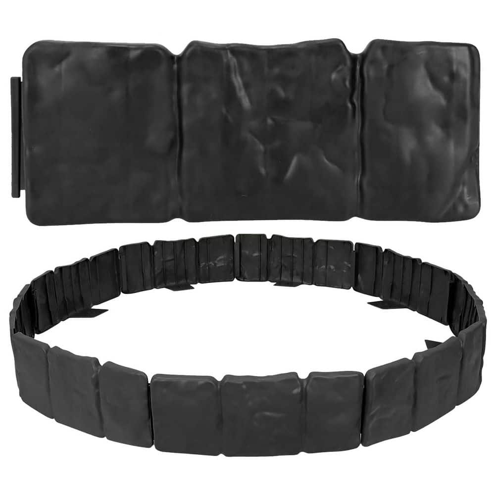 9.5 in. x 4 in. x 9.5 in. Weather Resistant Black Composite Stone Effect Plastic Lawn Edging with Spikes 30-Pieces - Hercitys