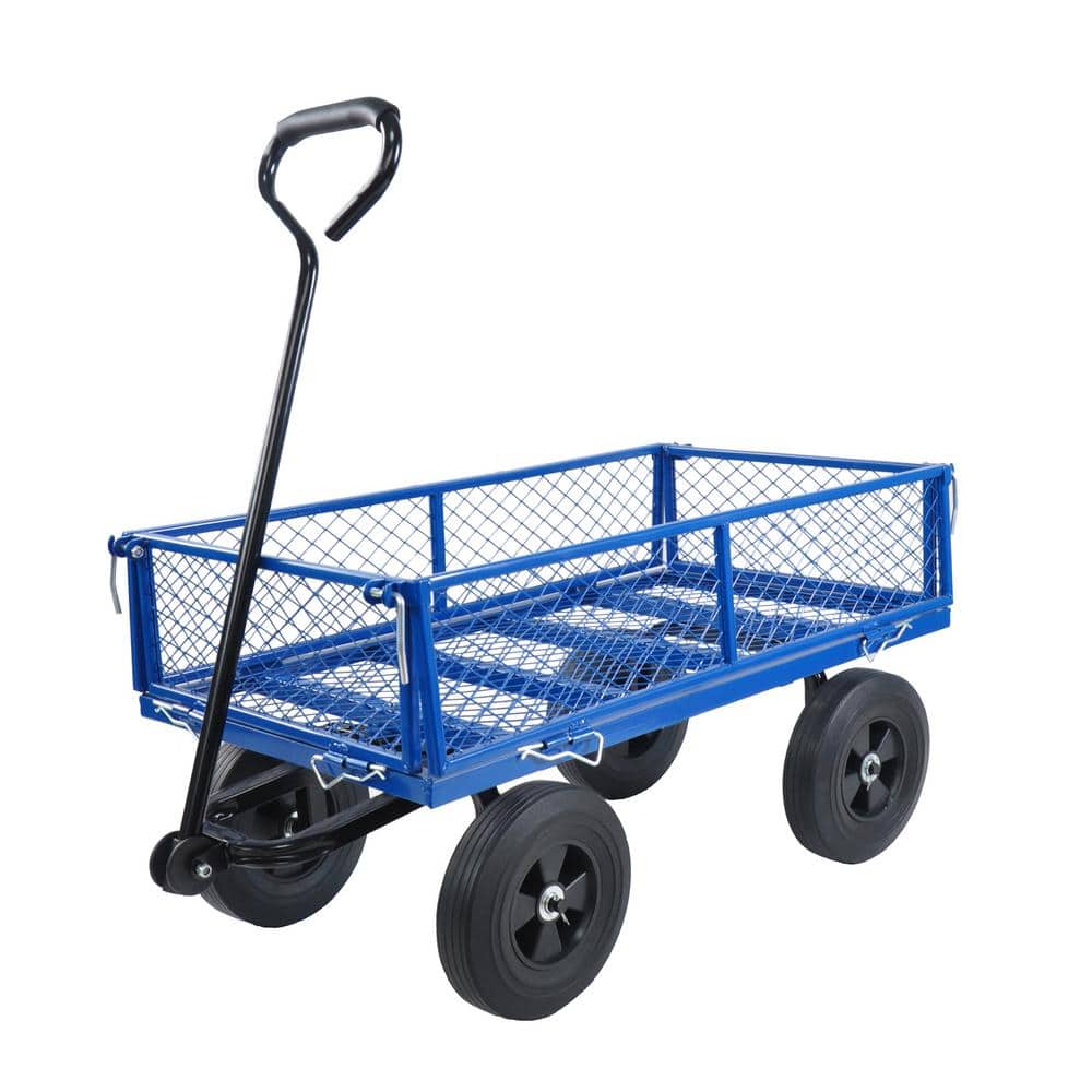 8.80 cu. ft. Metal Garden Cart trucks in Blue Make it Easier to Transport Firewood - Hercitys