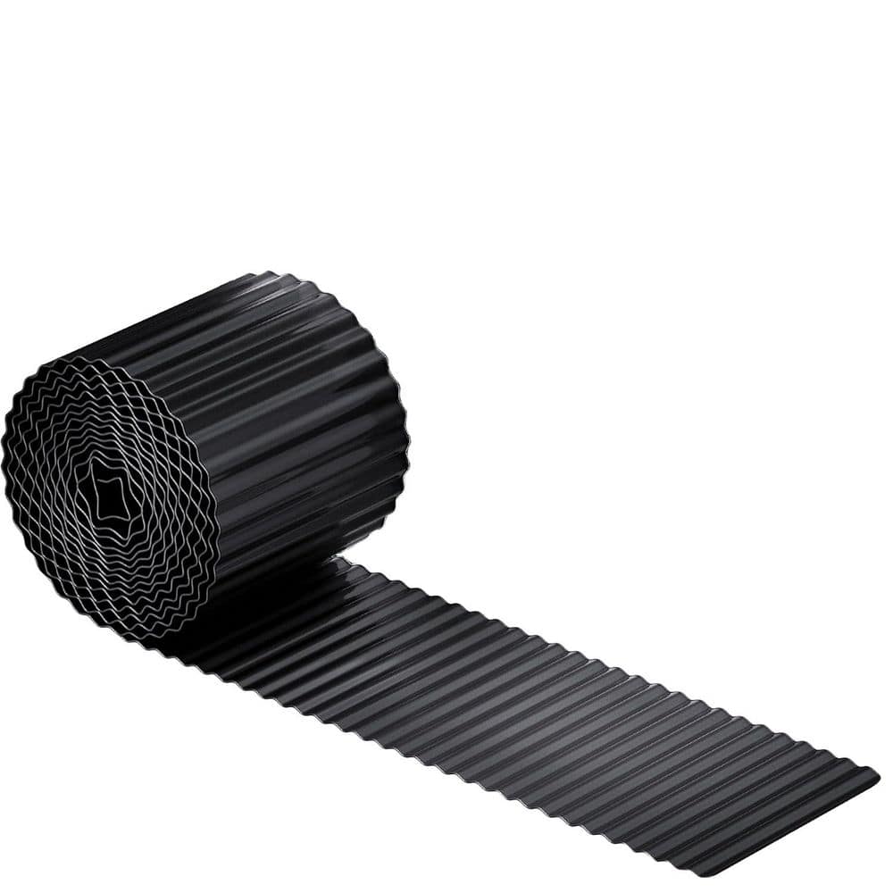 6 in. x 20 ft. Black Corrugated Metal Garden Edging for Lawn and Flower Beds - Hercitys