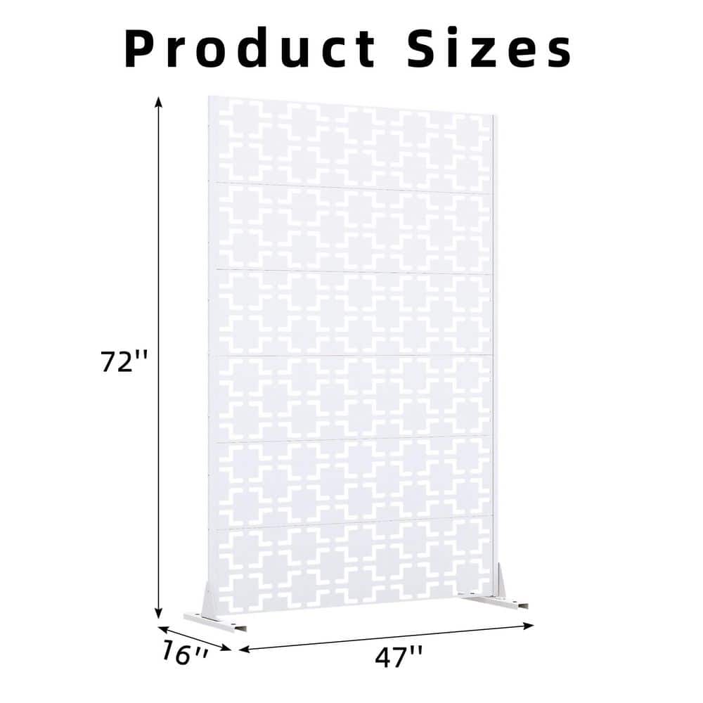 72 in. x 47 in. White Galvanized Steel Garden Fence - Hercitys