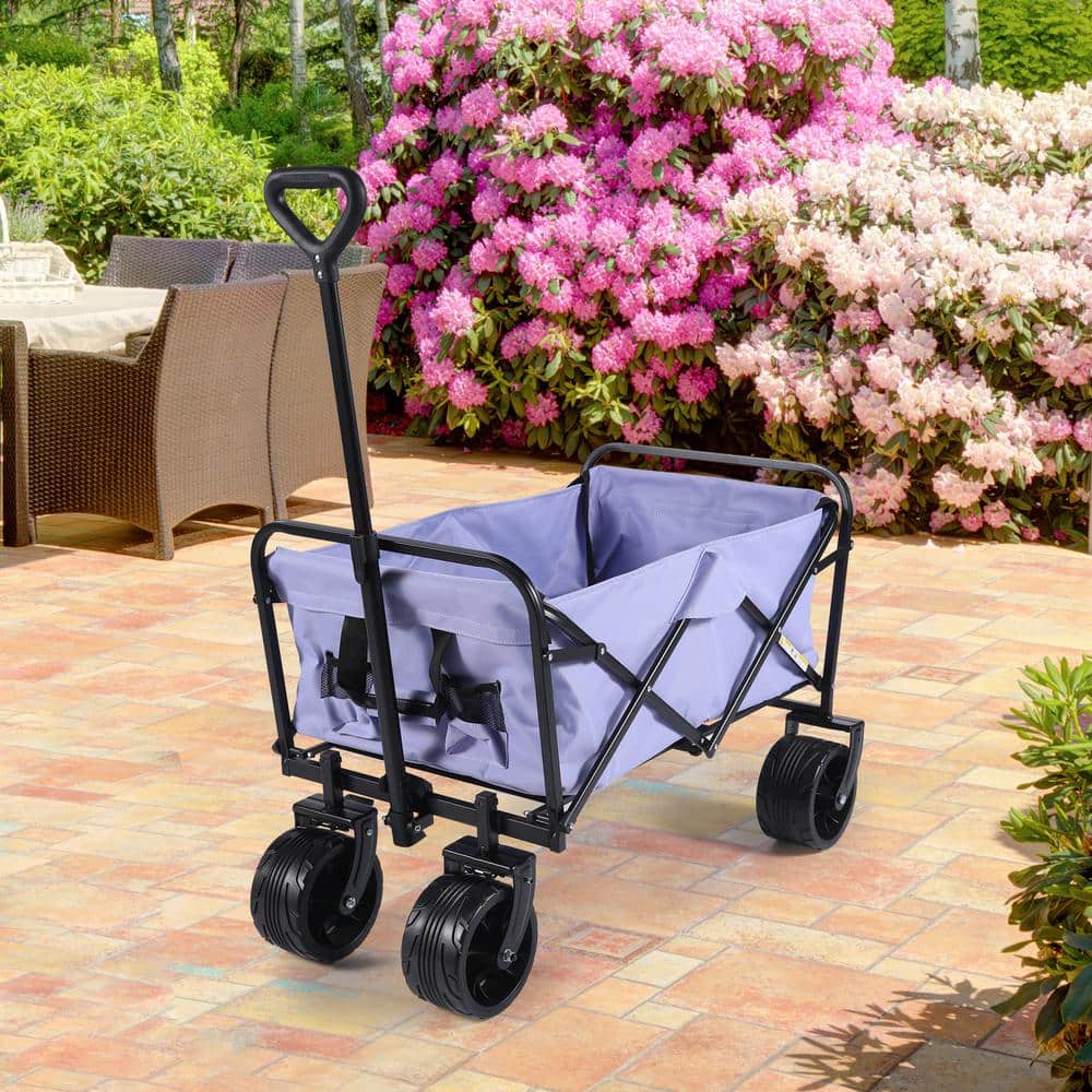 Outdoor 3.5 cu. ft. Collapsible Folding Fabric Garden Cart with 220 lbs. Weight Capacity, with Wheels for Sand, Camping - Hercitys