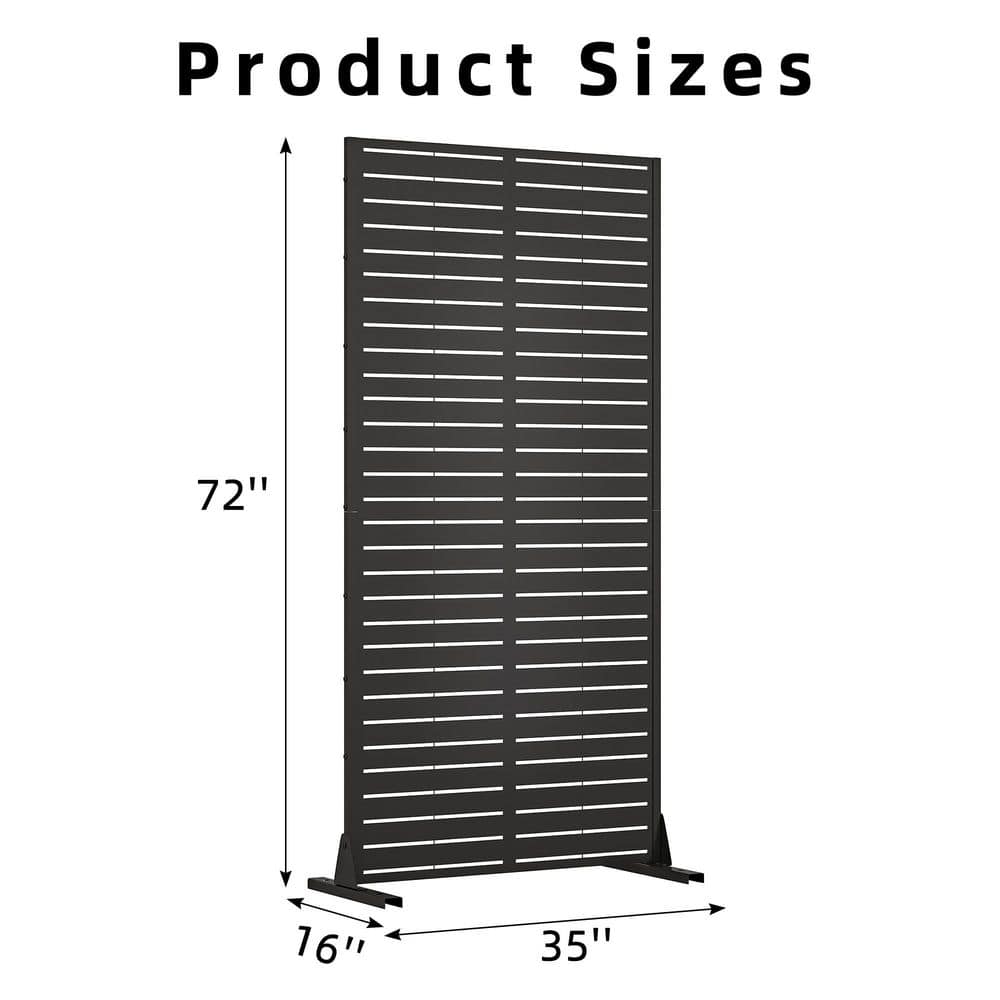72 in. x 35 in. Black Galvanized Steel Garden Fence - Hercitys