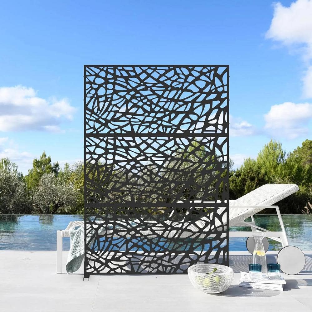 Metal Outdoor Patio Screen Panels Decorative Fences Indoor Room Space Divider Privacy Screen, Mesh - Hercitys
